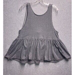 Free People We The Free Gray Peplum Tank Top Scoop Back Raw Hem Women’s Size S